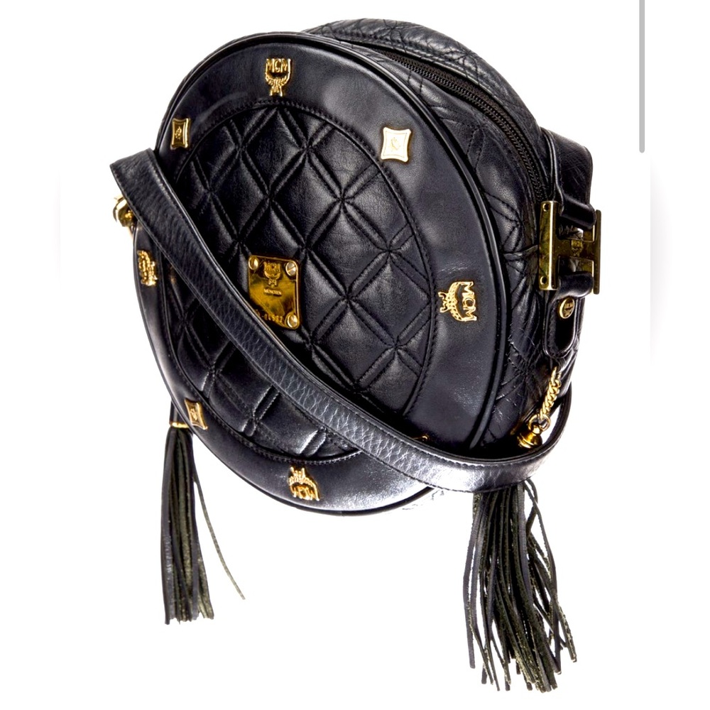 ‼️SOLD‼️MCM BLACK QUILTED TAMBOURINE CROSSBODY BAG